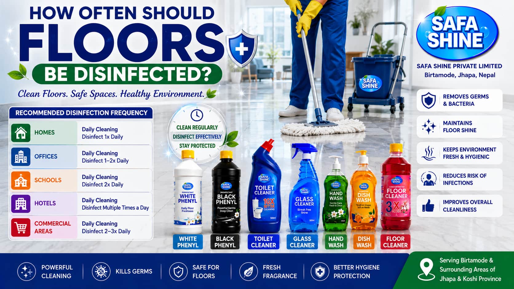 How Often Should Floors Be Disinfected? | Safa Shine Birtamode
