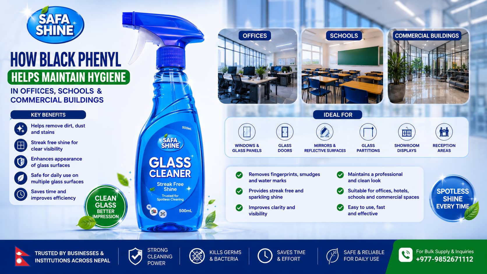Why Glass Cleaner Matters for Professional Businesses | Safa Shine Nepal